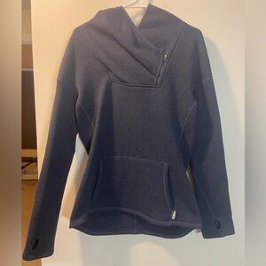 Stio Navy Pullover Hoodie with Asymmetric Zip